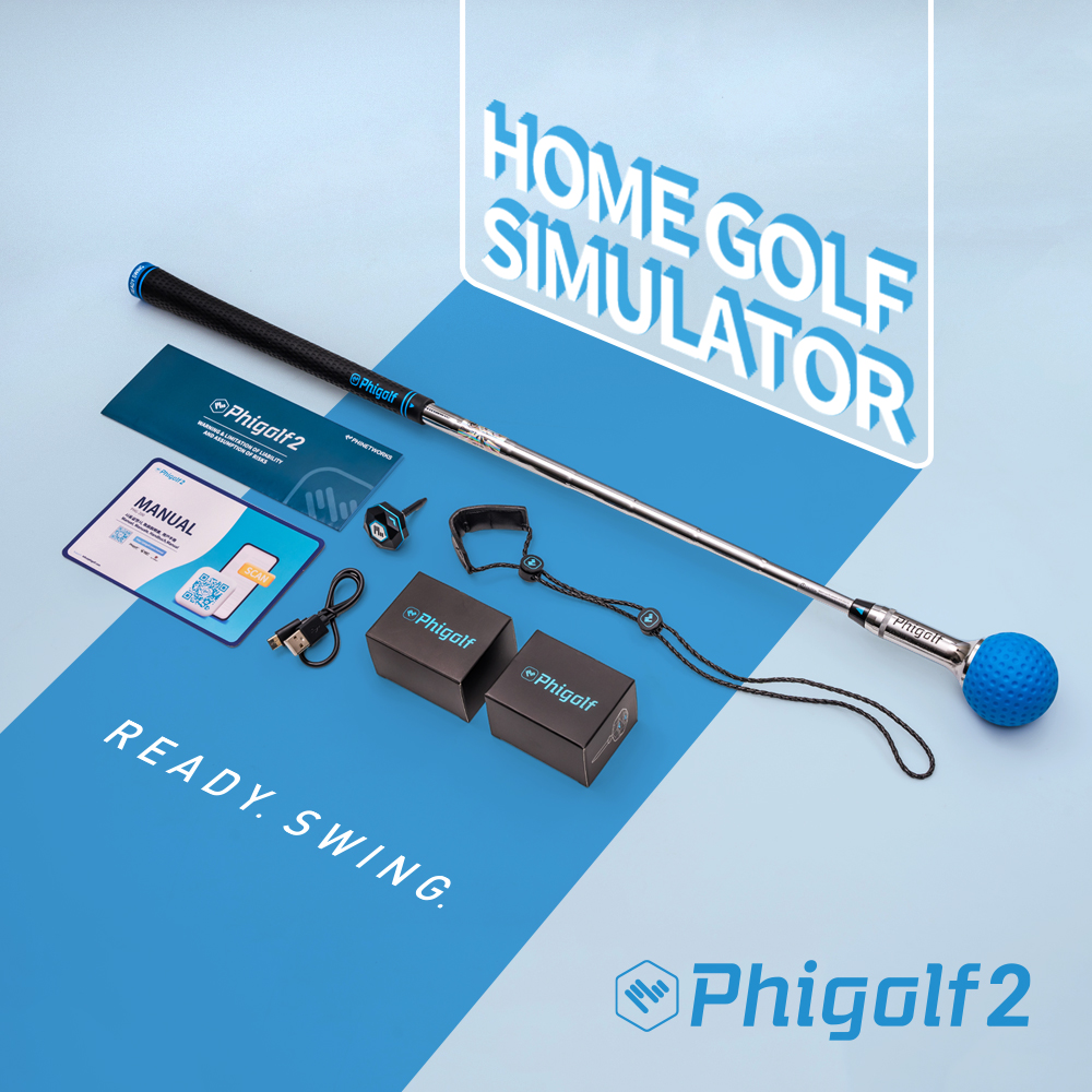 PHIGOLF Phigolf2 Golf Simulator with Swing Stick for Indoor & Outdoor Use,  Golf Swing Trainer with Upgraded Motion Sensor & 3D Swing Analysis