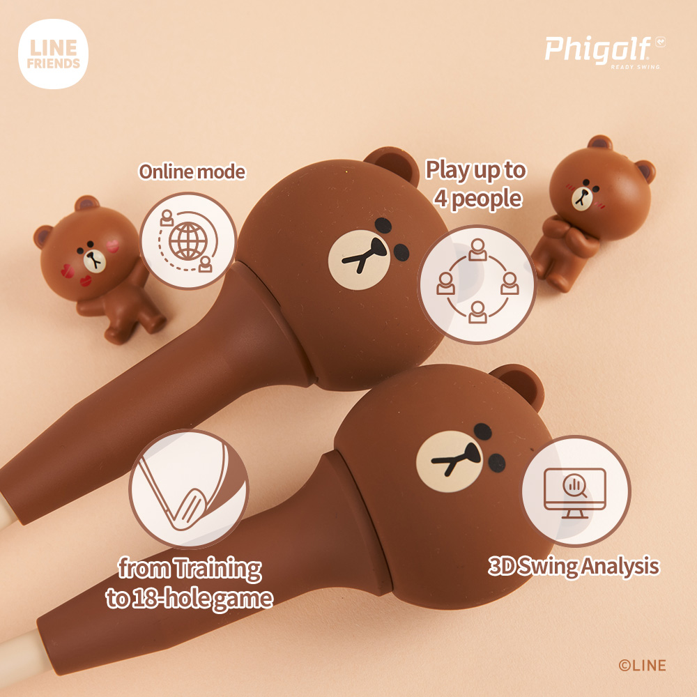 Phigolf LINE Friends Edition: Fun Swing Trainer with Brown & Sally